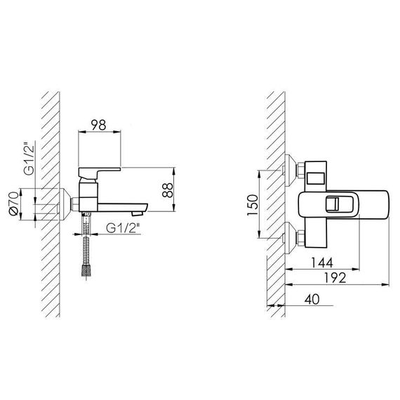 Смеситель для ванны Lidz Wawel 006 (c душевым гарнитуром) (k35) LDWAW006CRM45388 Chrome | Зображення 1