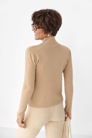 Базова трикотажна водолазка - бежевий цвет, ONE SIZE (є розміри) | Зображення 1