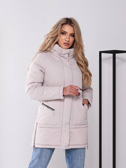 Жіноча зимова куртка з капюшоном, арт. 509, беж (жемчуг) | Зображення 4