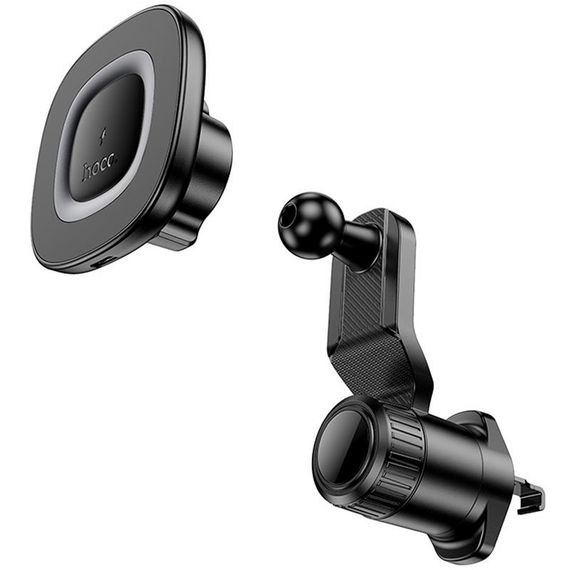 Автотримач з БЗП Hoco HW30 Crown magnetic 15W (air outlet) Black / Metal gray | Зображення 2