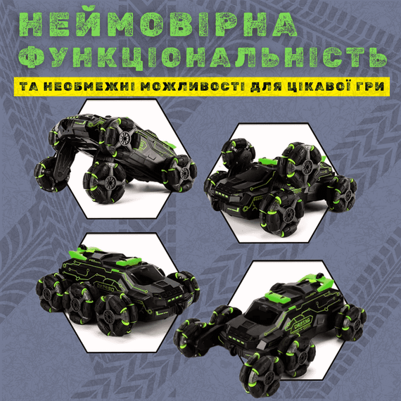 Трюковая Машинка Перевёртыш с Часами и Пультом Управления Вездеход Внедорожник с Паром Музыкой и LED Подсветкой + Вращение на 360° | Зображення 3