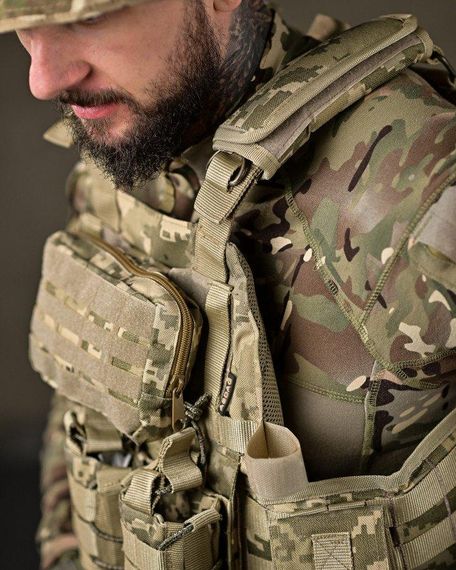 Тактическая плитоноска с четырьмя  точками быстрого сброса  Asdag пиксель ТТ2615 | Зображення 7