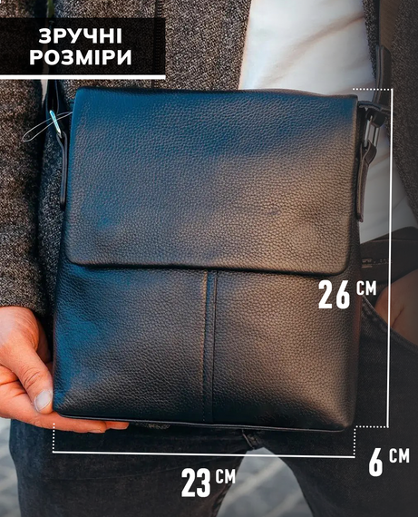 Чоловіча сумка через плече шкіряна чорна Tiding Bag SK A75-181 | Зображення 2