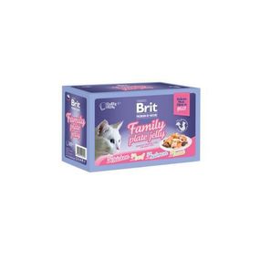 Корм влажный Brit Premium Delicate Fillets in Jelly Family Plate для кошек Семейная тарелка в желе 12 шт x 85
