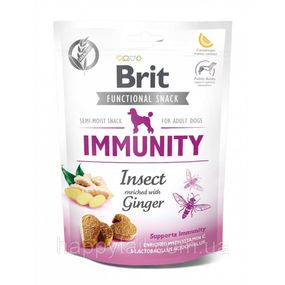 Лакомство Brit Care Functional Snack Immunity для собак для поддержки иммунитета с насекомыми и имбирем 150 г
