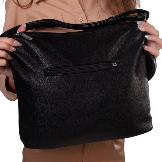 Женская сумка черная из экокожи стильная стильная 29х33х11см | Зображення 3