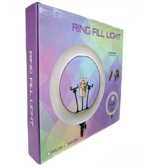Кольцевая LED лампа Ring Fill Light 520A 55 см со штативом, пультом, зеркалом и 3 держателями для телефона | Зображення 1