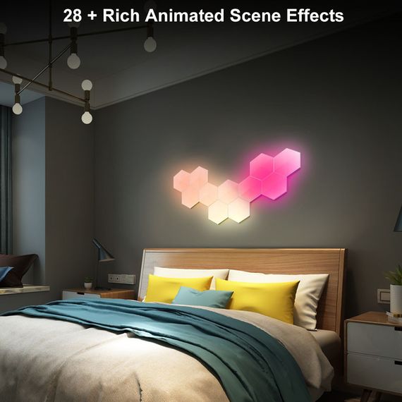 Модульный настінний світильник LED RGB 5V соты SAL-011B 6pcs Bluetooth USB with app White | Зображення 2