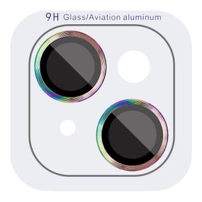 Захисне скло Metal Classic на камеру (у упак.) для Apple iPhone 15 (6.1") / 15 Plus (6.7") Бузковий / Rainbow
