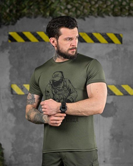 Тактична потоотводяча футболка Вперед до кінця oliva ДЛ6509 | Зображення 1