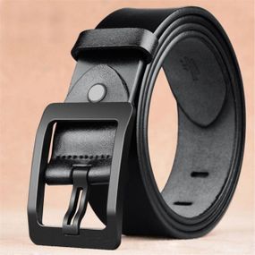 Чоловічий шкіряний ремінь 125 см, Bolo Bekele №2, Чорний / Стильний ремінь під джинси