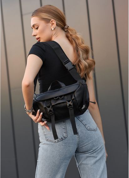 Жіноча сумка бананка Sambag Dynamicdart чорна 38 × 21 × 7 см (80411001) | Зображення 7