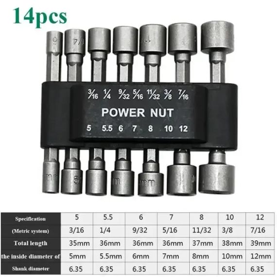 Набор шестигранных головок для шуруповерта 14 PCS sleeve AND | Зображення 2
