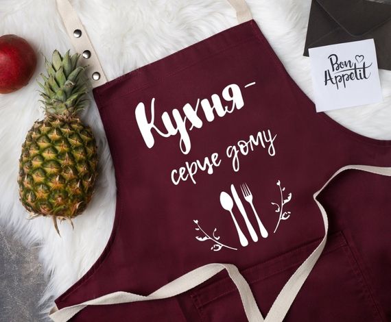 Фартук Кухня сердце дому (Бордовий)