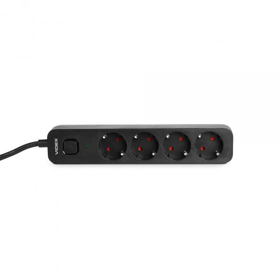 Мережевий подовжувач VIDEX ONCORD з/з 4п 3м (3x1.5мм) з кнопкою Black | Зображення 3