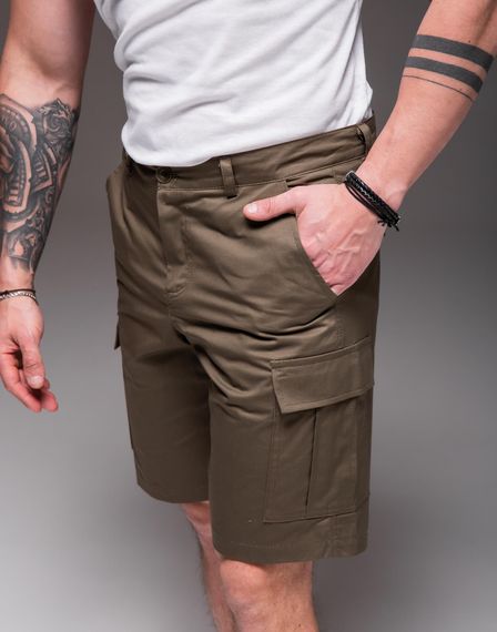 Мужские летние шорты карго с накладными карманами, под ремень RA2032, цвет хаки, размер М | Зображення 4