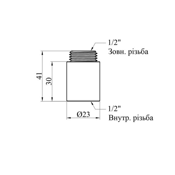 Подовжувач STA 1/2" ВЗ, L=30 мм латунний | Зображення 1