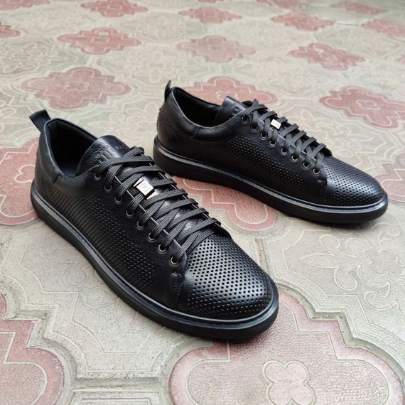 Чорні кеди з перфорацією 46 розмір. Чоловічі кеди великого розміру | Зображення 5