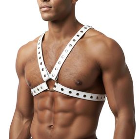 Чоловіча портупея Art of Sex - Spartacus, екошкіра, колір білий, розмір L-2XL