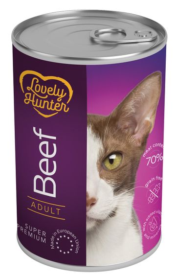 Корм Lovely Hunter Adult with beef влажный с говядиной для взрослых котов 400 гр