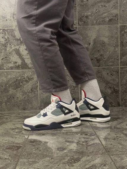 Кросівки Nike Air Jordan 4 Retro (white navy) | Зображення 3