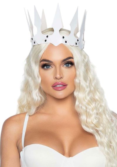Корона злой королевы Leg Avenue Faux leather spiked crown White, искусственная кожа, заклепки Sex Aura