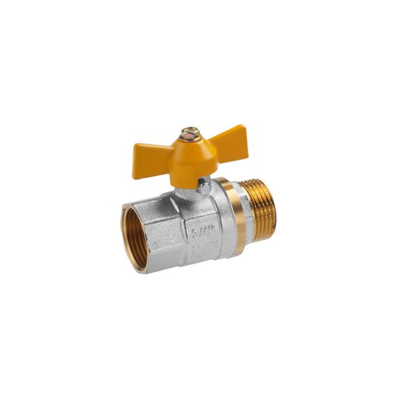 Кран кульовий для газу Valves 3/4" ВЗ PN30 жовтий метелик, нікельований | Зображення 2