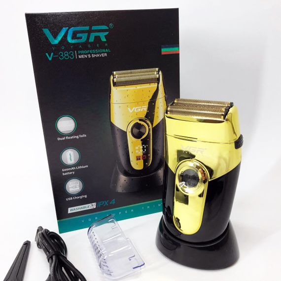 Профессиональная электробритва VGR V-383 Finale Shaver с подставкой, машинка мужская для бритья | Зображення 1