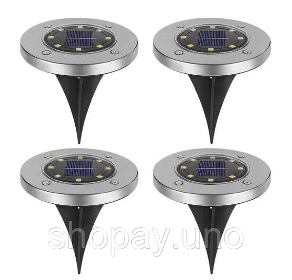 Садовый уличный светодиодный фонарь-подсветка на солнечной батарее Solar Pathway Lights 4шт 7см | Зображення 2