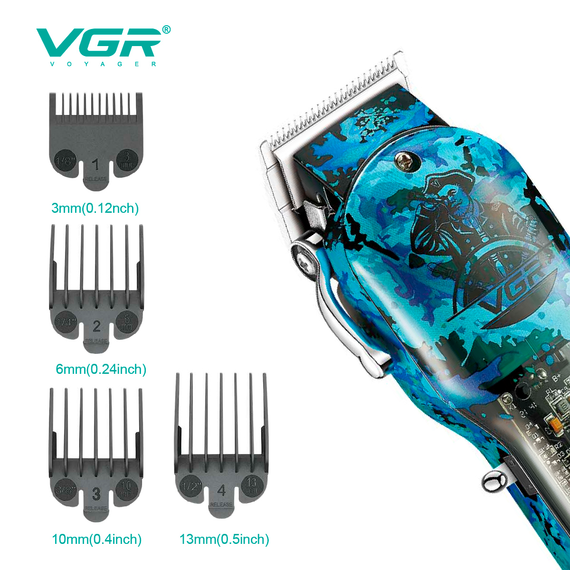 Аккумуляторная машинка для стрижки VGR V-685, 4 насадки, LED дисплей | Зображення 2