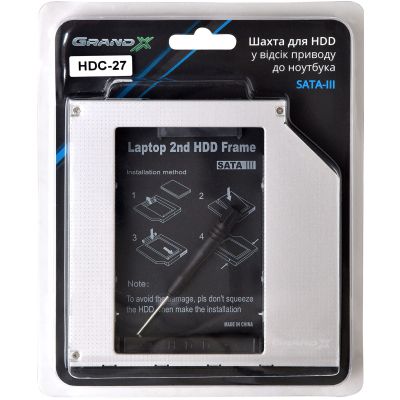 Фрейм-переходник Grand-X HDD 2.5&apos;&apos; to notebook 12.7 mm ODD SATA3 (HDC-27) | Зображення 2
