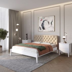 Полуторне дерев&#039;яне ліжко Mebigrand Рим ДК Сіро-блакитний (S2010R80B)/Аляска 23 (Бежевий) Б3 120х200 см (MBG-5269)