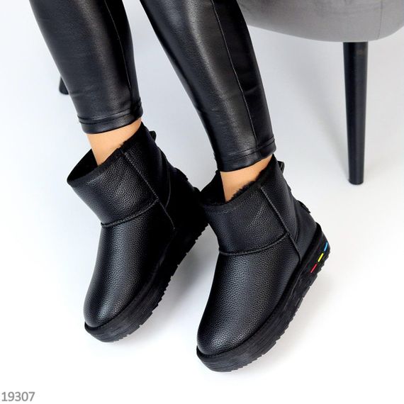 Молодежные черные низкие угги натуральная кожа флотар | Зображення 6