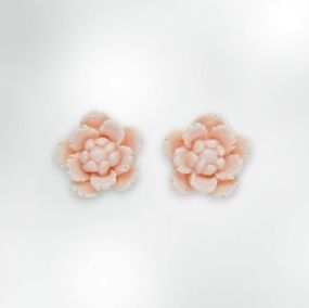 Очаровательные детские серьги клипсы для девочек Liresmina Jewelry "Пиония" в розовом сиянии