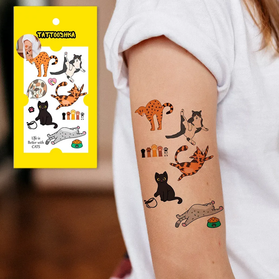 Тату тимчасове Міні котики Tattooshka L-61 Різнокольоровий shop (4825800010174) | Зображення 2