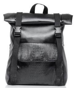 Рюкзак ролл Sambag унисекс RollTop Milton принт крокодила с клапаном черный 41 х 30 х 16 см (24251070)