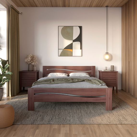 Полуторне дерев'яне ліжко Mebigrand Неаполь Горіх темний 120х200 см (MBG-3707)