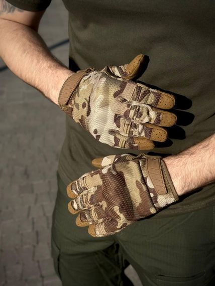 Тактичні військові рукавиці палі мультикам сітка з кісточками