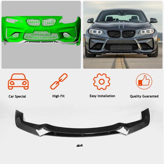 Накладка на передній бампер Lip V3 (для F87 M2, Карбон) для BMW 2 серія F22/23 2014-2021 рр | Зображення 2