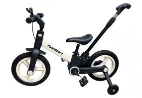 Дитячий велосипед-біговел 2в1 PUSH SPORT M10 | Ручне гальмо, страхувальні колеса та регульоване сидіння Білий