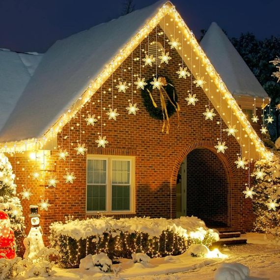 Гірлянда «Сніжинки», світлова завіса ELEUTH для різдвяних інтер'єрів, 8 режимів і таймер, 3,5 м, 94 led | Зображення 1