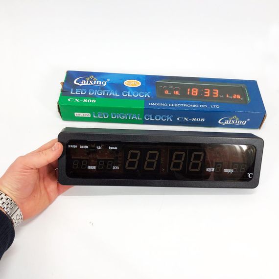 Електронний годинник з цифровим дисплеєм Caixing, Світлодіодне табло годинник LED настільний MJ-92 | Зображення 6