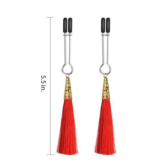 Зажимы для сосков - Bondage Fetish Glamor Tassel Nipple Clamp Red sexstyle | Зображення 1