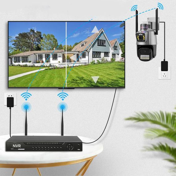 Вулична охоронна WIFI камера відеоспостереження 8MP, з сиреною Dual Lens / Поворотна IP відеокамера з віддаленим доступом | Зображення 1