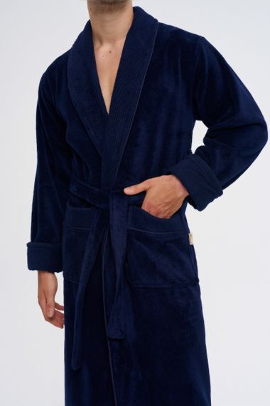 Чоловічий халат Nusa 1161 Темно-синій 2XL | Зображення 4