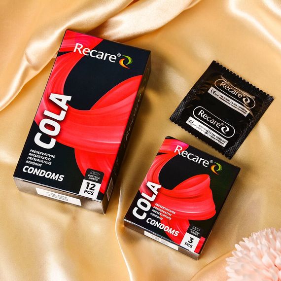 Презервативы Holographic Recare Cola Dotted&Ribbed Condoms 3 шт, с пузырьками и ребрами, аромат: | Зображення 4