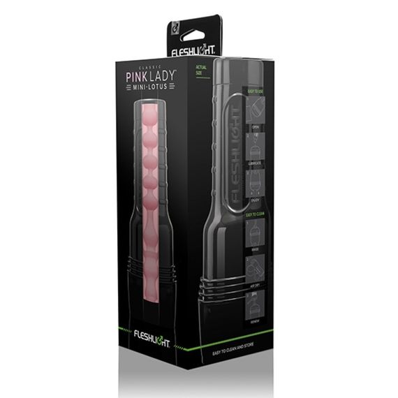 Мастурбатор вагіну в колбі Fleshlight Pink Lady Mini-Lotus, з рельєфом, кібершкіра, бежевий Sex Aura | Зображення 9
