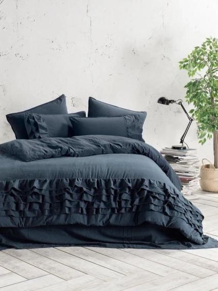 Постільна білизна Limasso Stonewashed Exclusive Ranforce 200 х 220 см Sillage Dress Blue