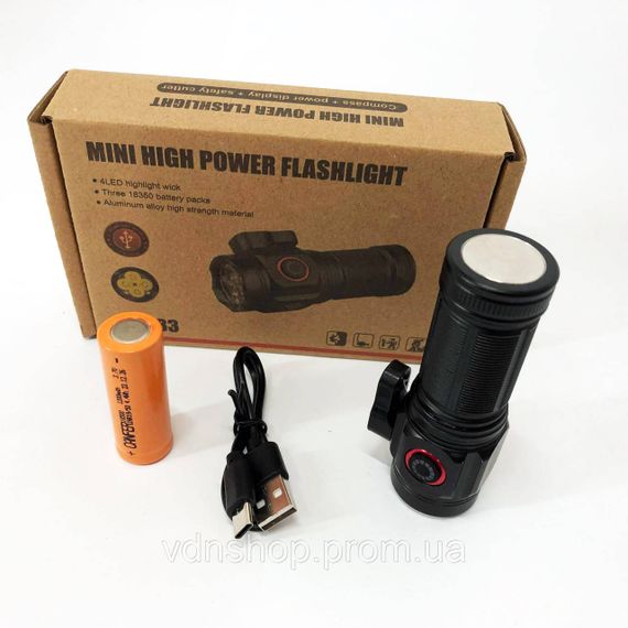 Фонарик мощный аккумуляторный для дома W5183-4XHP360, Фонарь ручной с функцией зарядки PG-34 | Зображення 6