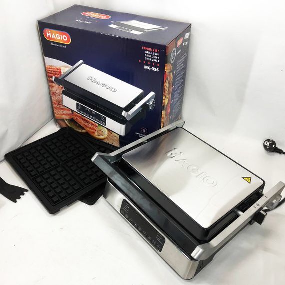 Гриль решетка для жарки мяса Magio MG-356 2400 Вт, Настольный гриль с прижимом, Домашняя бутербродницы NK-64 | Зображення 3